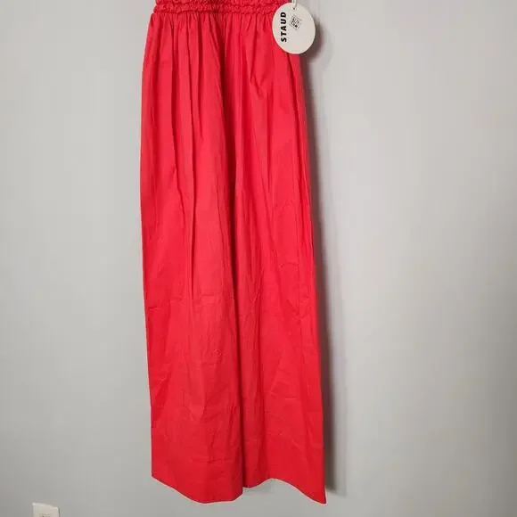 staud jackson midi dress STAUD Jackson Smocked V-Neck Midi Dress